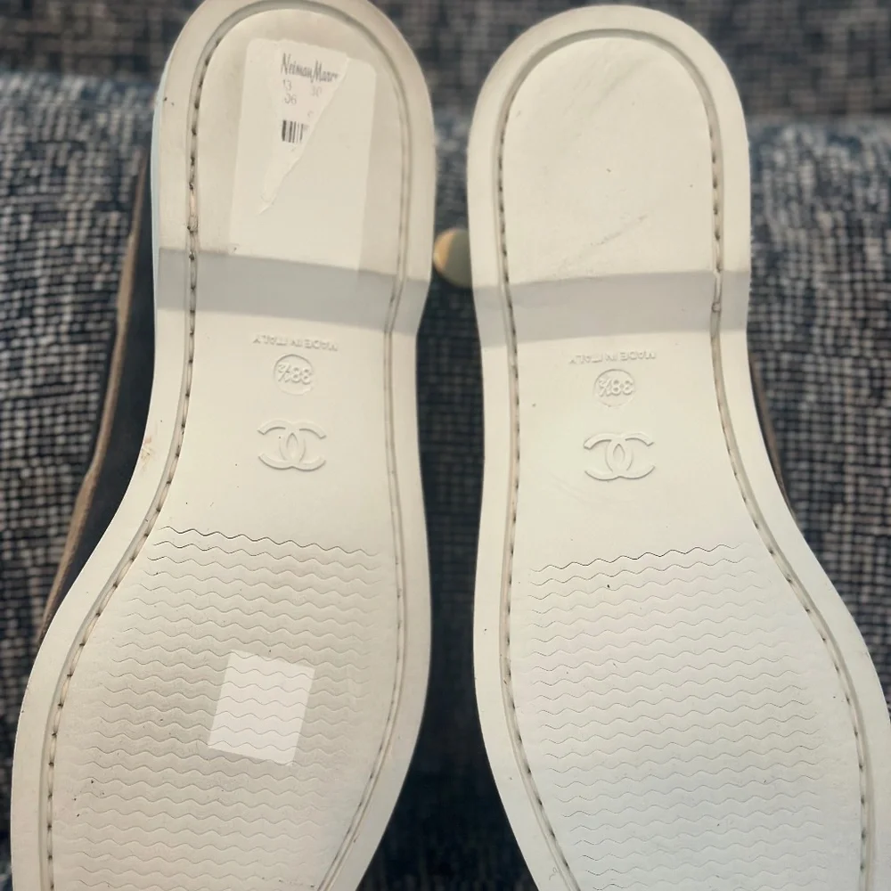 CHANEL moccasins loafers dark grey 2 tone - Picture 5 of 9